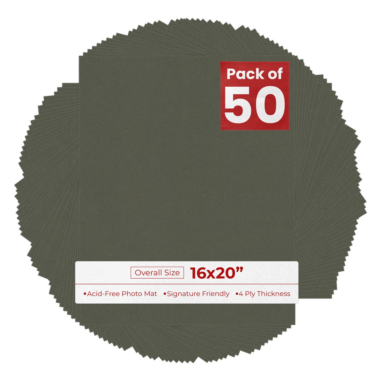 Dark Olive Green 16x20 Uncut Mat Board - Blank Sheets, No Opening